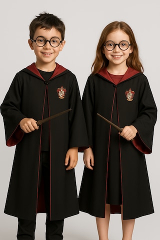 Kg Harry Potter Premium Kostüm Seti Cübbe Asa Gözlük Seti Gryffindor Slytherin Hufflepuff Kırmızı