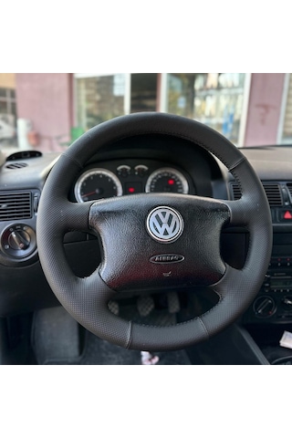 Volkswagen Golf 4 Araca Özel Direksiyon Kılıfı Nokta Düz Siyah D