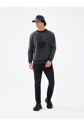 Oversize Fit Erkek Sweatshirt Antrasit