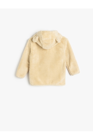 Koton Kapşonlu Fermuar Kapamalı Uzun Kollu Polar Sweatshirt Ekru 5wmb10446tk Ekru