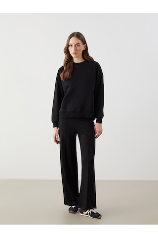 Lcw Modest Siyah Bisiklet Yaka Oversize Kadın Tesettür Sweatshirt