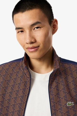 Lacoste Men's Regular Fit Zip Up Monogram Sweatshirt Erkek Tam Fermuarlı Logolu Sweatshirt Kahverengi