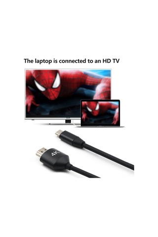 Mufunye Usb Type-c'den Hdmı'ye 4k Uyumlu 2 Metre Dönüştürücü Kablo, İnce Tasarım, Çift Yönlü Takma