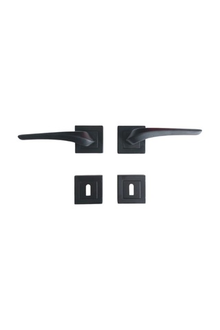 2021 Siyah Kare Rozetli Oda Kapı Kolu 1 Takım Oda