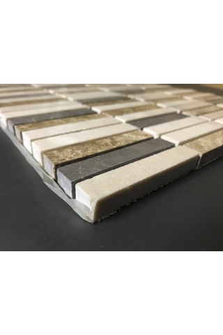 Doğaltaş 30,5X30Cm Mermer Mix Mutfak Tezgah Arası Fileli Cilalı