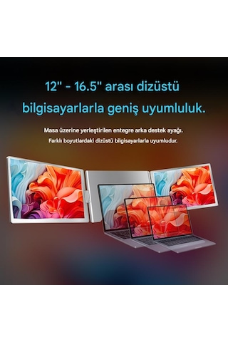 Ultrax 14" İkili Taşınabilir Monitör Çoklu Ekran 1200p Notebook Monitör