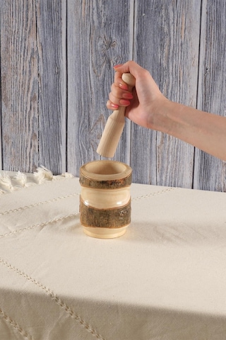 Ahşap Havan Sarımsak Baharat Döveceği Seti