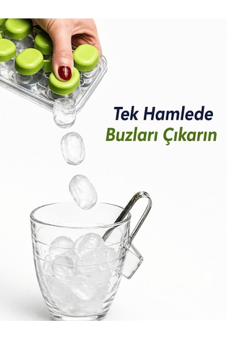 Beylini 3'lü Set Buz Kalıbı Kapaklı 12 Bölmeli Kolay Doldurulabilir Yapışmaz Basitçe Çıkarılır Bas Çıkar Çok Renkli