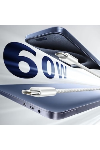 Buff Bl74 Örgülü 60w 1.2m Data Ve Şarj Kablosu Bükülmeye Dayanıklı Hızlı Şarj Type-c To Type-c