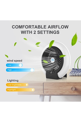 Honmex Siyah Tahtaçıklı Led Işıklı Kamp Fanı - 3600mah Li-pil İle Taşınabilir, Hız Ve Parlaklık Ayarlanabilir