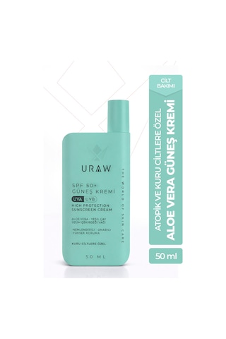 Uraw Aloe Vera Kuru Atopik Ciltlere Özel Doku Yenileyici Güneş Kremi SPF50+ 50 ML