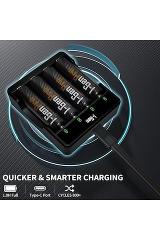 I-gen G421 4&apos Lü Pil Şarj Aleti + 2 Adet Aa Pro 2950 Mah + 2 Adet Aaa Pro 1100 Mah Şarjlı Kalem Pilli Set 1.2v Ni-mh