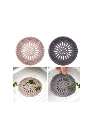 Yuvarlak Silikon Süzgeç 12 Cm Lavabo Ve Küvet Süzgeci, Lavabo Tıkacı Gri Renk 1 Adet M-140 Silikon Diğer