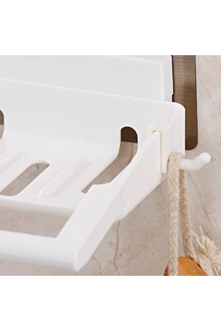 Pazly Yapışkanlı Suntek Şampuan Rafı Duvar Duş Depolama Beyaz Banyo Uh Beyaz