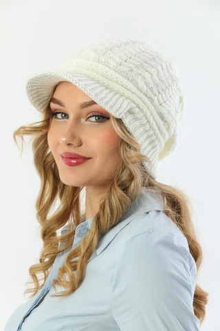 Siperli Çift Kat Ekru Triko Örme Bere Ekru