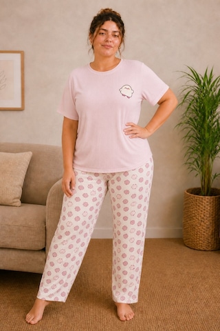 Nisanca Luna Kısa Kol Kadın Pijama Takımı Yumuşak Dokulu, Nefes Alabilir, Rahat Ev Giyim Seti Pembe