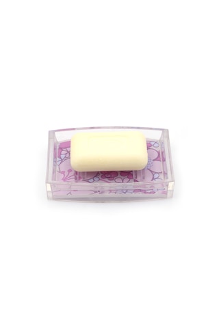 Sabunluk Pembe Çiçekli Akrilik Model 12x8x2cm