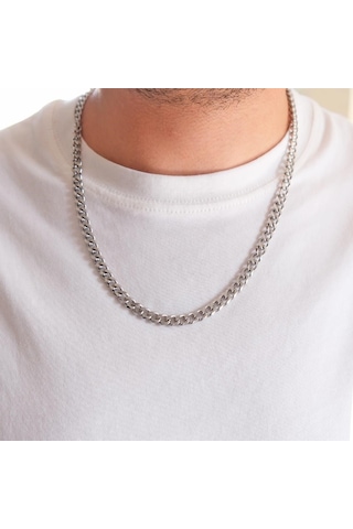 Çelik Zincir 316l Unisex Figaro Model 6.5 Mm Zn-295 Gri