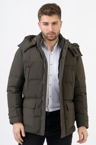 White Stone Edmonton 58101Slim Fit Kapüşonlu Kaban Haki-Haki