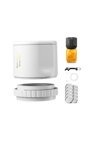 Novahub Elektrikli Kavanoz Vakum Makinesi Gıda Depolama İçin Konserve Açacağı Ve Normal Kapaklar, Vakum Makinesi Kiti Beyaz