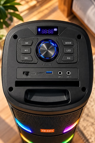 Kablosuz Mikrofonlu Party Box Bluetooth Hoparlör Çift 8 Inç Rgb Işıklı Karaoke Tws Usb Destekli