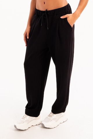 Justever Oversize Fit Beli Lastikli Cepli Rahat Kesim Siyah Kadın Eşofman Altı Pantolon - Flex Siyah