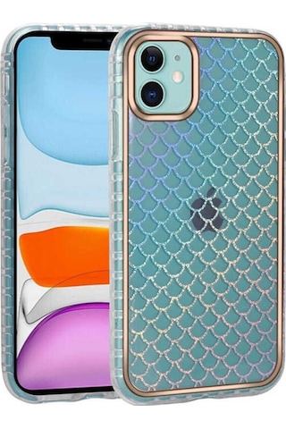 Apple Uyumlu iPhone 11 Kılıf Desenli Parlayan Transparan Zore Avva Kapak NO9
