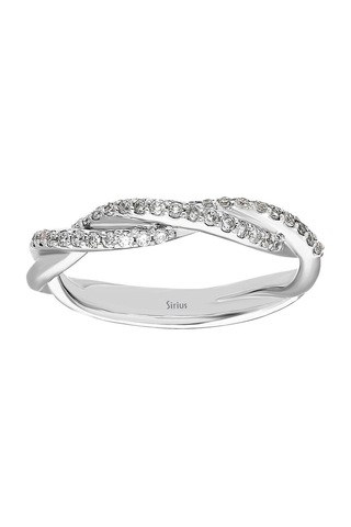 Sirius G Renk Iki Sıra Pırlanta Taşlı Yarım Tur Yüzük 0804R0088