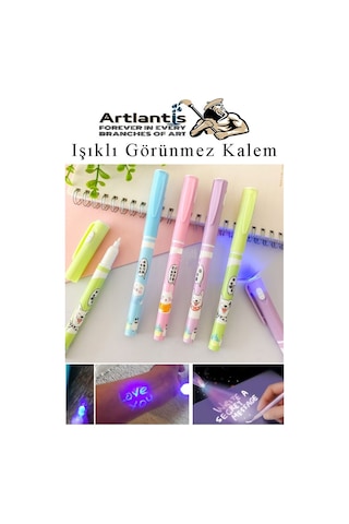 Işıklı Görünmez Kalem 4 Adet Sihirli Kalem Işıklı Uv Mavi Işıklı Kalem Lz-2160