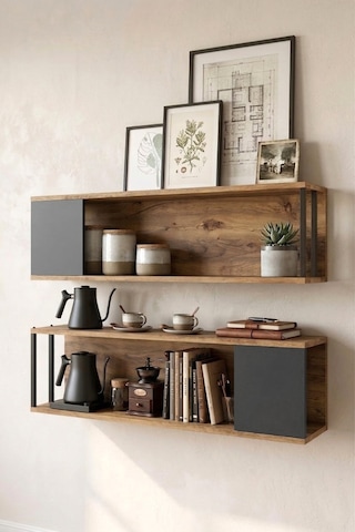 Yurudesign Voyage Duvar Rafı Kitaplık 2'Li Set VG18-A