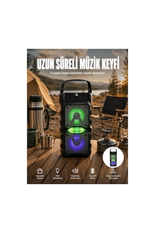 8753tknd Taşınabilir Kablosuz Bluetooth Hoparlör Uzun Pil Ömrü Led Işıklı Yeni Nesil 893hmng Çok Renkli