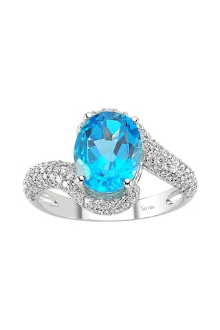Sirius Pırlanta Ve Oval Mavi Topaz Taşlı Yüzük 0817R0112