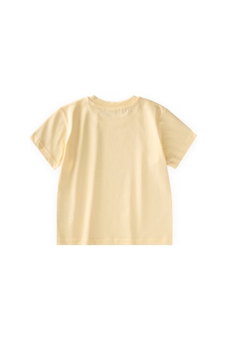 Cigit Etiket Detaylı T-shirt 2-10 Yaş Sarı