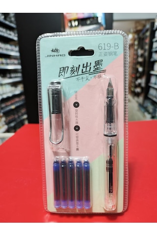 Dolma Kalem Seti Şeffaf Renksiz Gövde F Uç 0,60mm Kalem+5kartuş