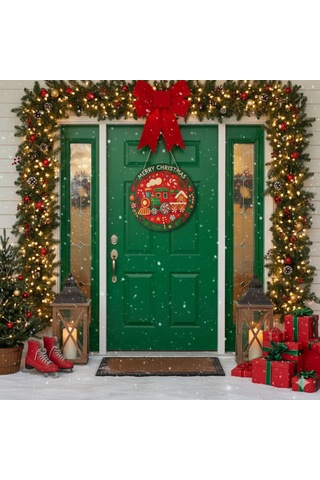 Şeker Treni Yeni Yıl Evi Kapı Ve Duvar Süsü 30x30