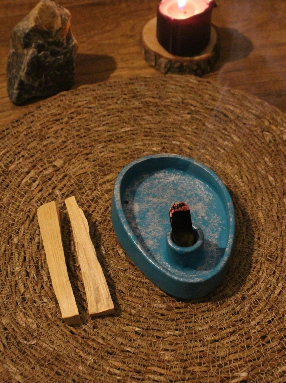 Yumurta Palo Santo Tütsülük & Palo Santo Tütsü 2 Adet Mavi