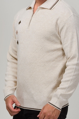 Kamalı Erkek Çelik Örgü Intarsia Gofra Desen Fermuarlı Polo Yaka Tüylenmez Premium Triko Kışlık Baba Kazak Taş