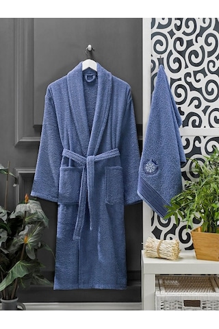 4 Parça Aile Bornoz Seti Kadın Erkek Havlulu Bornoz Takımı 100 La (516052037)