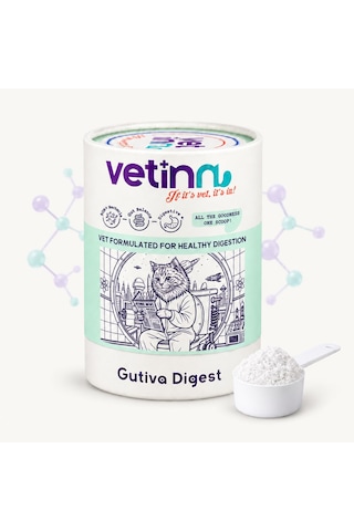 Gutiva Digest - Kedi Sindirim Sağlığı Takviyesi, Prebiyotik Ve Probiyotik, Diyare Ve Dışkı Formu Düzenleyici, Toz Form, 150 Gram