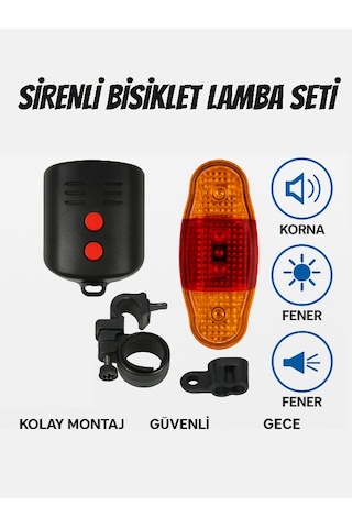 Bisiklet Lambası Ve Sirenli Fener 3 Modlu Led Işık