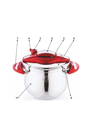 Falez Twist&Cook Düdüklü Tencere 5 lt Kırmızı Gümüş
