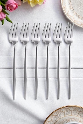 Lexroo Limon Ve Fondü Çatalı Seti, Gümüş Renk, 6 Parça, Çelik, 13 Cm
