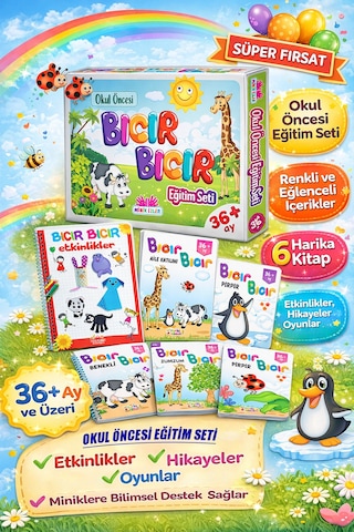 Minik İzler Bıcır Bıcır Okul Öncesi Eğitim Seti 6 Kitap Etkinlikli