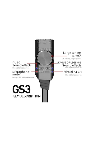 Plextone GS3 7.1 Kanal USB Mikrofon Girişli Harici Ses Kartı