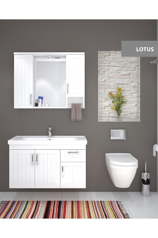 Denko Lotus 100 Cm Mdf Lake Banyo Dolabı Üst Modülü Çok Renkli