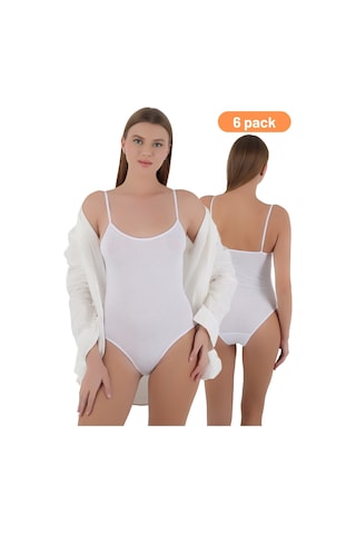 Kadın İp Askılı Çıt Çıtlı Kancalı Body 6'lı Paket Renkli