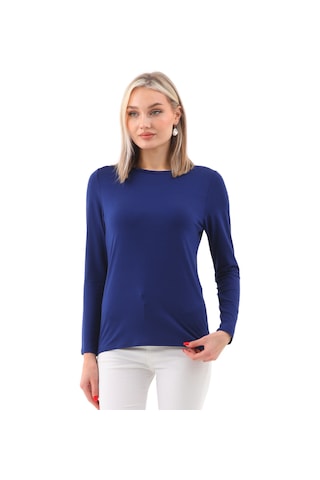 Kadın Zarif İnce Gösteren Viskon Tişört-lacivert Lacivert