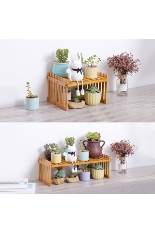 Hangfox Tek Katlı 47cm Bambu Dekoratif Raf - Bitki Ve Eşya Düzenleyici - Canlı Odalar, Balkonlar İçin Dayanıklı Tasarım