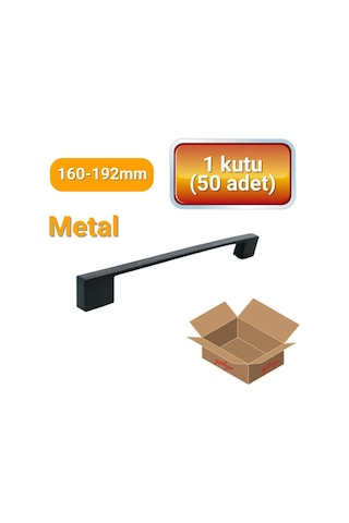 50 Adet Kare Mat Siyah Metal Mobilya Kulpu 160mm - 192mm Mat Siyah