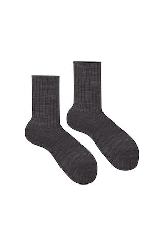 Ozzy Socks Soft Touch Kışlık Kadın Yünlü Uyku Çorabı Antrasit